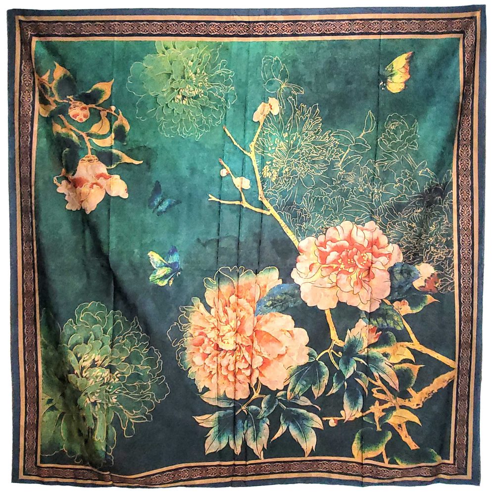 NWT Double Sided Silk Scarf 52"x52" Large Square Shawl Wrap XiangYunShal 2229
